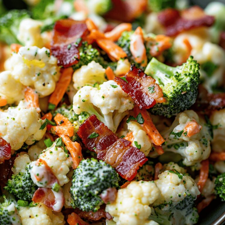 Crispy Bacon Broccoli Cauliflower Salad
