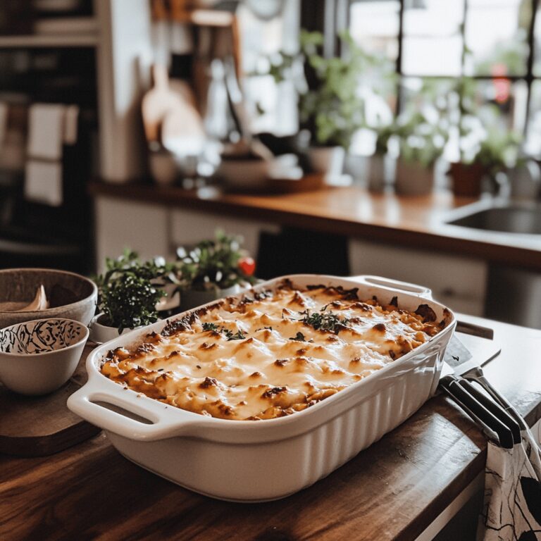 A warm, inviting kitchen scene showcasing an array of colorful ingredients and cooking tools, including bowls, utensils, and spices, arranged on a stylish countertop. The space is well-lit with soft, natural light, creating a cozy atmosphere. There are hints of casserole dishes and preparation techniques subtly integrated into the background, conveying the theme of simple, crowd-friendly cooking without focusing on a specific dish. The overall vibe is friendly and professional, inviting viewers to explore the world of easy, delicious meals.